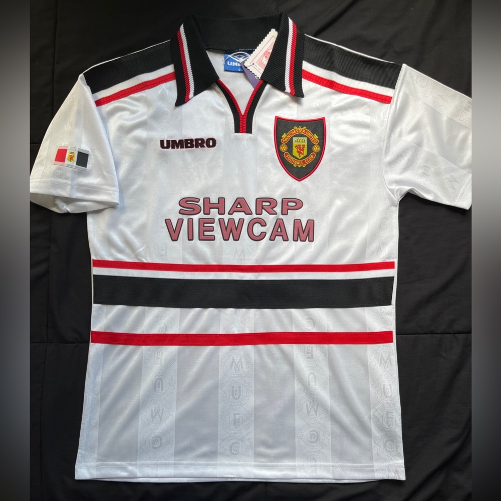 Man United Retro 1998 S-L Away Jersey White Manchester